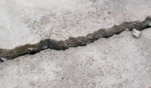 Cracked slab of concrete
